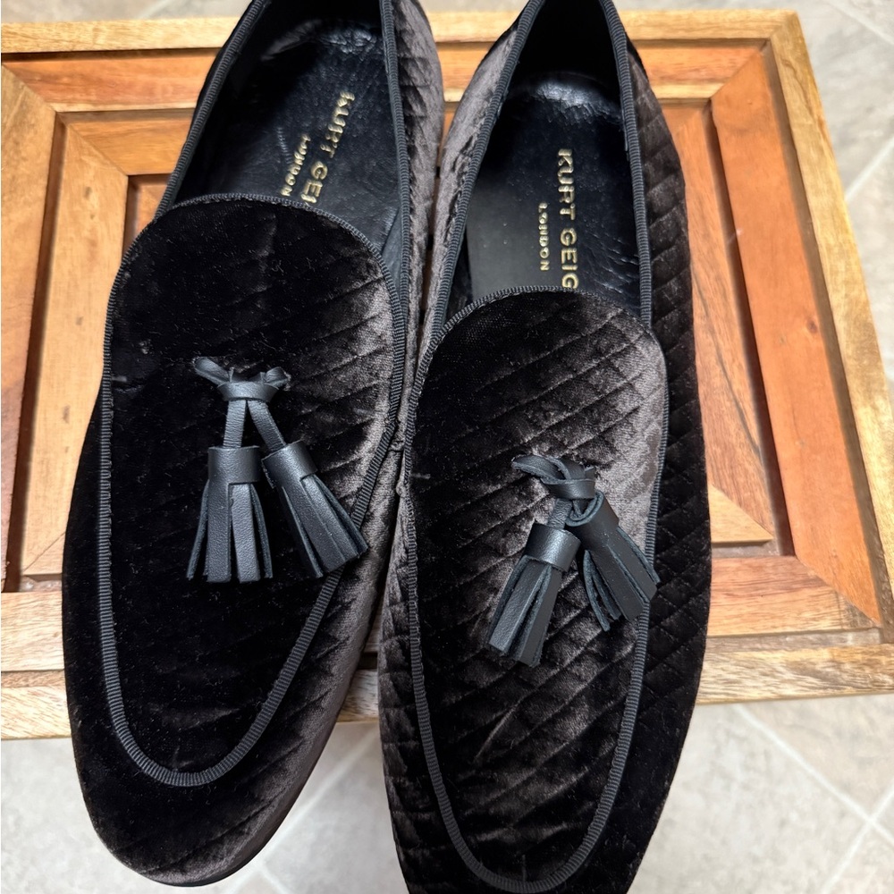Kurt Geiger Quilted Black Velvet Men's Loafers